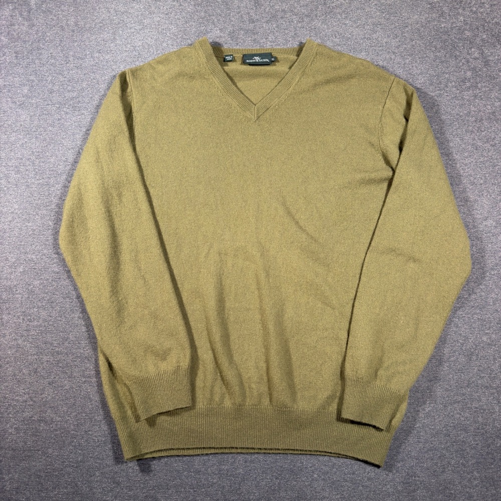 Rodd & Gunn Sweater Men XL Green V-Neck Merino Wool Cashmere Blend Pullover Knit